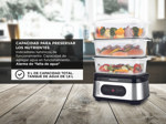 Vaporera Digital Peabody 3 Bandejas 950W Acero Inox Timer PE-ST1000IX