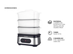 Vaporera Digital Peabody 3 Bandejas 950W Acero Inox Timer PE-ST1000IX