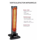 Calefactor Vertical Estufa Infrarrojo Liliana 1200w Cv026