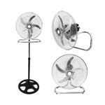 Ventilador 3 en 1 Winco W118 turbo negro con 5 palas color gris de aluminio, 18"