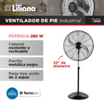 Ventilador Industrial De Pie Liliana 32 Pulgadas Vpi32 280w
