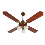 Ventilador de techo Severbon palas de mdf foliado VTA 420 MC C/ LUZ tulipas color cedro y haya