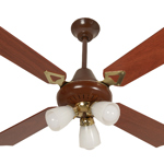 Ventilador de techo Severbon palas de mdf foliado VTA 420 MC C/ LUZ tulipas color cedro y haya