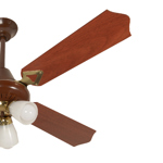 Ventilador de techo Severbon palas de mdf foliado VTA 420 MC C/ LUZ tulipas color cedro y haya
