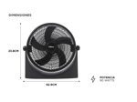 Ventilador Turbo Reclinable 20" Liliana VTF20P - 5 Aspas Negras, Base Antideslizante, 3 Velocidades