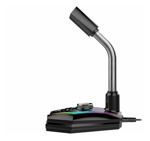 Microfono Havit Gk-56 Gamer Pc Luces Rgb Base Escritorio Color Negro