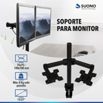 Soporte Para Monitor Doble De Mesa Articulado Metálico