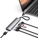 Hub Adaptador Satechi A00207 Usb C Multipuertos Slim Usb 3.0 Hdmi 4k Msd V2 Space Gray