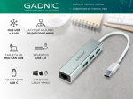 Adaptador Usb Tipo C A Rj45 Ethernet Red Lan + Usb 3.0 Gadnic HB-RJ26 para Macbook Windows