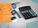 Calculadora 12 Digitos Pantalla LCD Botones Grandes