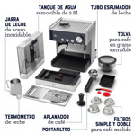 Cafetera Oster Espresso EM7400, Barista Perfect Brew Maxima