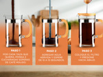 Cafetera Prensa Francesa 350ml. Vidrio Con Mango de Bambú Natural