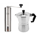 Kit Barista Molinillo Manual Aluminio + Cafetera Gadnic Aluminio