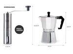 Kit Barista Molinillo Manual Aluminio + Cafetera Gadnic Aluminio