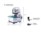 Máquina de Coser Overlock Gadnic SW8800 Semi Industrial 4 y 3 Hilos Luz Led c/ Pedal