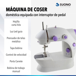 Máquina De Coser Recta Mini Blanca Y Violeta 220v Compacta 1