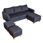 Juego de Sillones Tiziano Modular 3 Cuerpos de Chenille jumper Gris Oscuro 