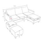 Juego de Sillones Tiziano Modular 3 Cuerpos de Chenille jumper Gris Oscuro 
