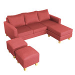 Juego de Sillones Tiziano Modular 3 Cuerpos de Chenille Jumper rojo Full Confort