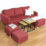 Juego de Sillones Tiziano Modular 3 Cuerpos de Chenille Jumper rojo Full Confort