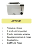 Tostadora Whitenblack by Liliana Atwb01 6 Niveles 700W 2 Reb
