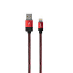 Cable rojo USB Iphone de 1,8m de 2.4A con malla de tela NISUTA - NSCATEIP2