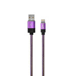 Cable violeta USB Iphone de 1,8m de 2.4A con malla de tela NISUTA - NSCATEIP2