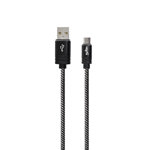 Cable micro USB de 1,8m de 2.4A con malla de tela negro NISUTA - NSCATEMI2