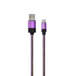 Cable USB C de 1,8m de 2.4A con malla de tela violeta NISUTA - NSCATEUC2