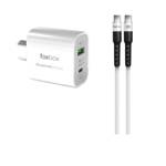 Cargador de pared Foxbox Volt Quantum 20w blanco con cable Round Type-C a Type-C