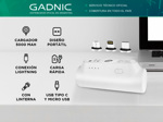 Cargador Portátil Gadnic Mini power Bank USB C Lightning 5000mah Blanco