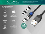 Kit Cables Magnéticos Gadnic Celular 3 en 1 iPhone Android USB-C Lightning