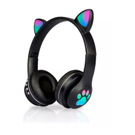 Auriculares Inalambricos  Suono Bluetooth Orejas De Gato Negro
