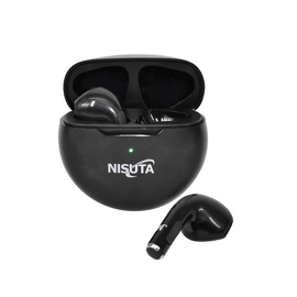 Auricular Nisuta Bluetooth Earbuds con cajita recargable in-ear color negro NSAUBTWS8