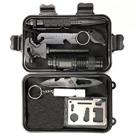Kit Tactico Militar De Supervivencia 9 En 1 Caja Pla...