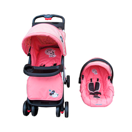 Coche Cuna De Bebe Travel System Rosa Minnie