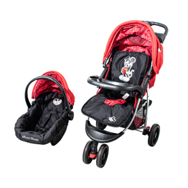 Coche Jogger De Bebe Negro Y Rojo Con Huevito