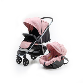 Cochecito Travel System Rosado Con Manillar Rebatibl...