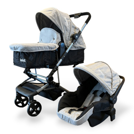 Cochecito Gris Perla 3 En 1 Travel System