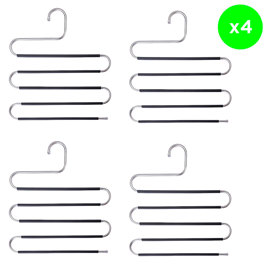 Kit X 4 Perchas Para 5 Pantalones Metal Antidesliza...