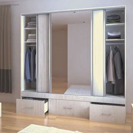 Vestidor 3 Puertas 220 X 220 Cm Interior 3 Cajones 1...