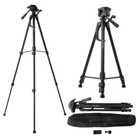 Trípode Cámara T3 Aluminio 1,40Mt Cabezal 90° Bloqu...