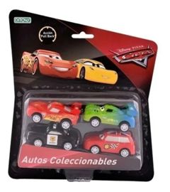 Cars Set 4 Autitos Con Rayo Mcqueen Y Mate Pull Back...