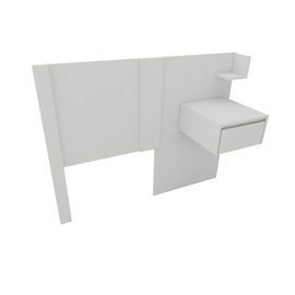 Respaldo Con 1 Mesa Flotantes 80100 Melamina Blanco