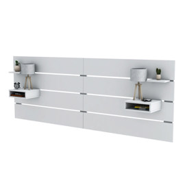 Respaldo  Con Estantes Y Mesas De Luz Blanco