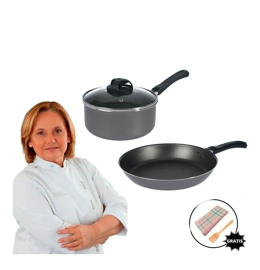Cacerola 18 Cm Tapa Vidrio Sarten 24 Cm Teflon  Uten...