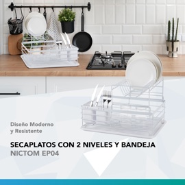 Secaplatos Escurridor Cubiertero 2 Niveles Ep04 Blan...