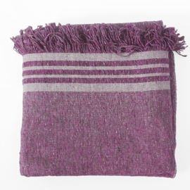 Cubrecama Manta Rustica 1 1/2 Plaza Color Lila