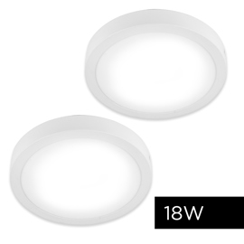 Kit X2 Plafon Lampara Techo Led Frio Redondo 18W