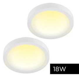 Kit X2 Plafon Lampara Techo Led Calido Redondo 18W